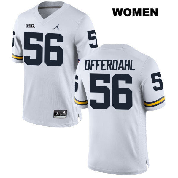 Women's NCAA Michigan Wolverines Jameson Offerdahl #56 White Jordan Brand Authentic Stitched Football College Jersey UI25C03XY